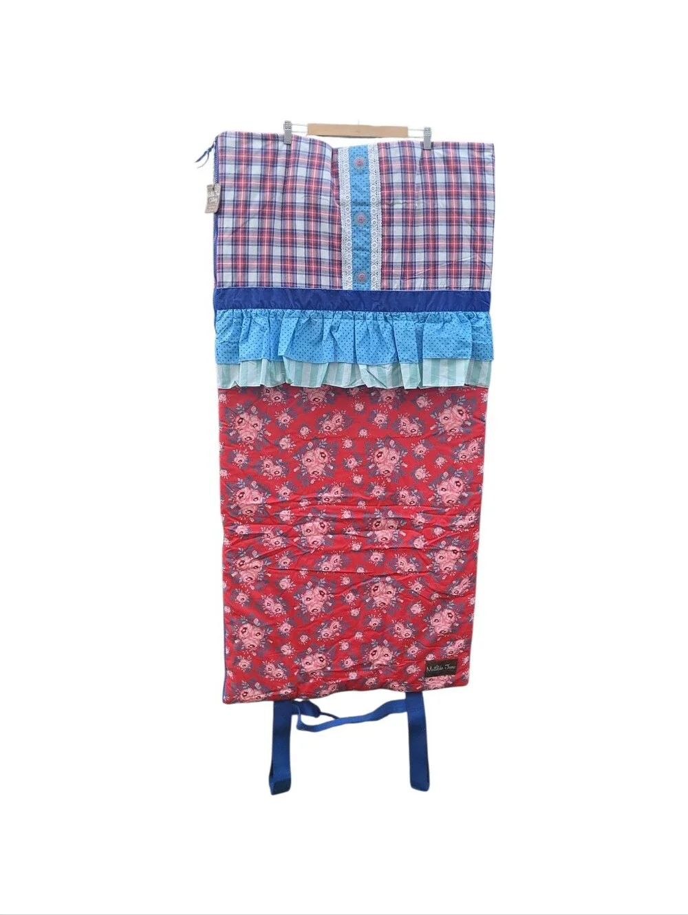 NWT Matilda Jane Bed Of Roses Cotton Floral Plaid Roll Up Sleeping Bag